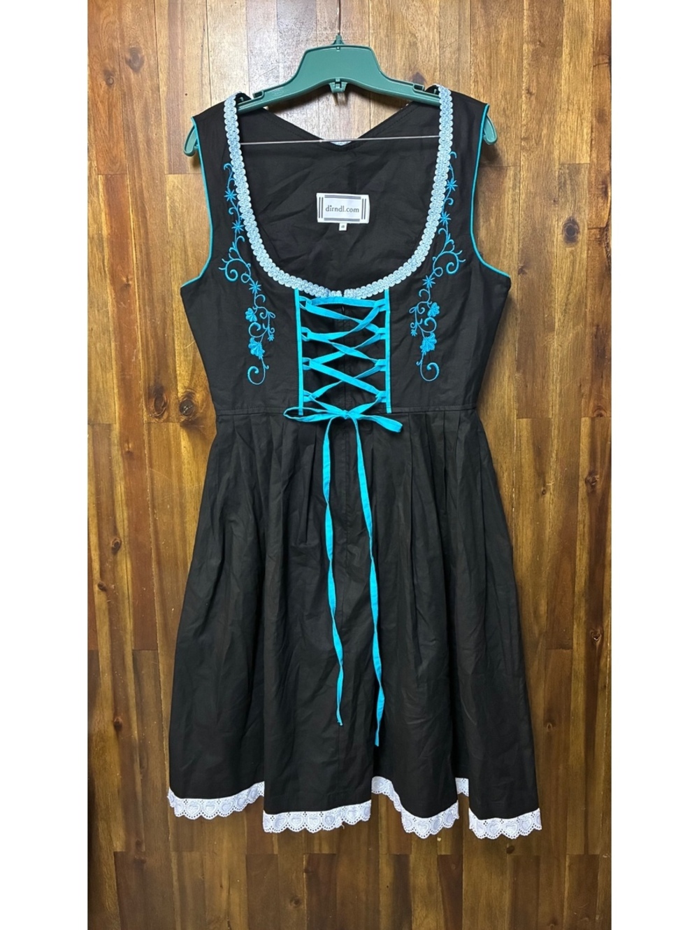 Dirndl.com Black Blue Dirndl Dress Size 40 US 10 Oktoberfest Cottagecore